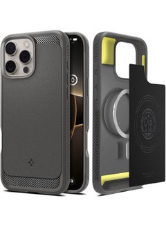 Spigen غطاء حماية متين MagFit لجهاز آيفون 16 برو مع تقنية MagSafe وملمس ألياف الكربون (2024) - رمادي  - Image 1