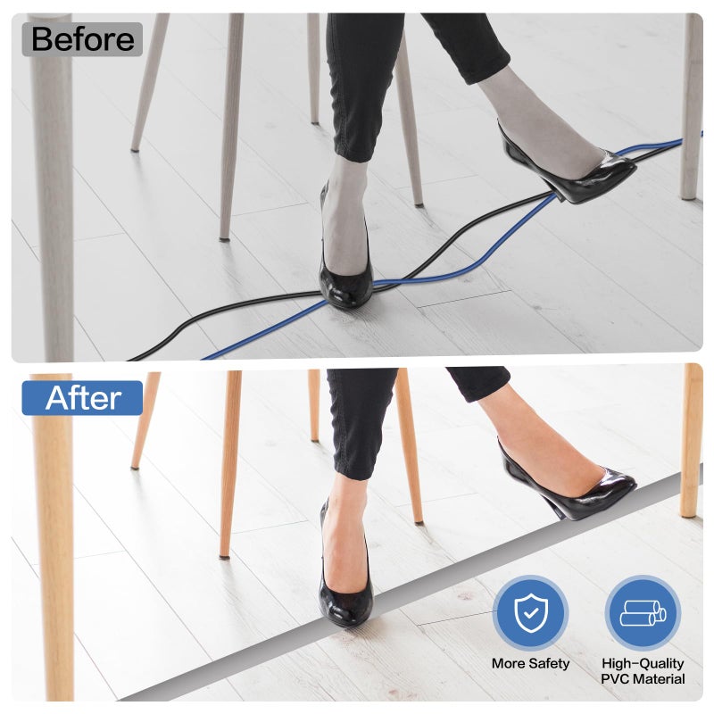 LSGCQ Floor Cord Cover Self Adhesive Cord Hider Floor Extension Cord Covers for Floor Power Cord Protector Cable Management Prevent Cable Trips Cable Cavity 0.47" W x 0.27" H (Grey, 3.3Ft) - Image 5