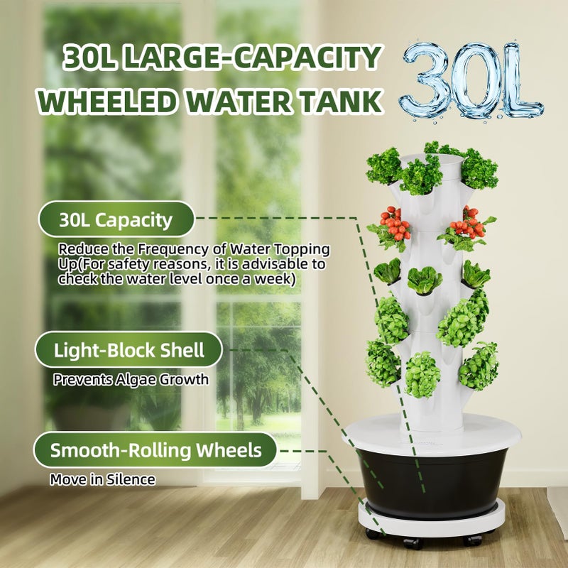 SPECILITE Hydroponics Growing System Kit, Movable Hydroponic Tower with 5 Tiers 20 Pods, Vertical Indoor & Outdoor Gardening System with Pump & Timer for Vegetables, Fruits, Herb - Image 2