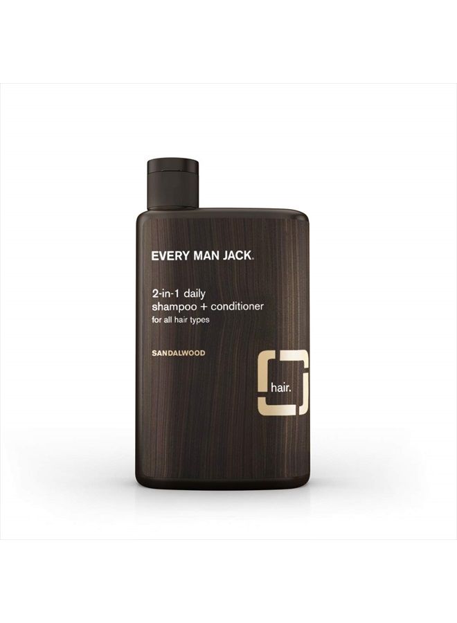 Every Man Jack Daily Shampoo+Conditioner for All hair types, Sandalwood, 13.5 Fluid Ounce  - Image 1