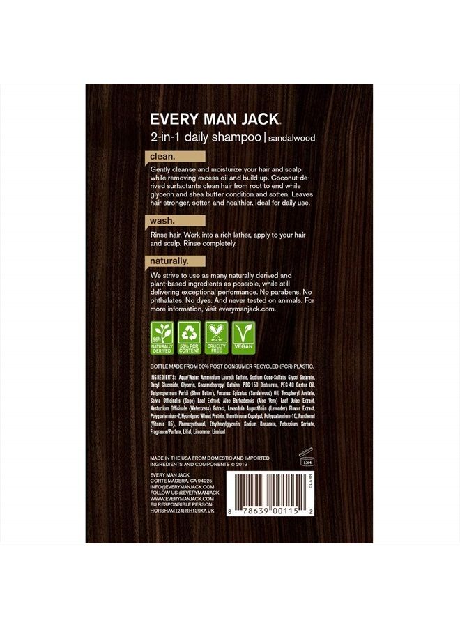 Every Man Jack Daily Shampoo+Conditioner for All hair types, Sandalwood, 13.5 Fluid Ounce  - Image 2