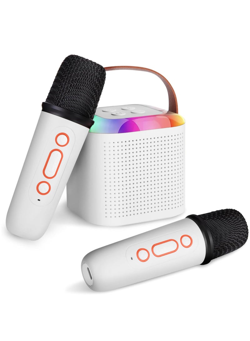 Karaoke Machine for Kids Adults Mini Portable Bluetooth Colourful Karaoke Speaker with 2 Wireless Microphones and Dynamic Lights Birthday Gift Home KTV Outdoor Travel - Image 1