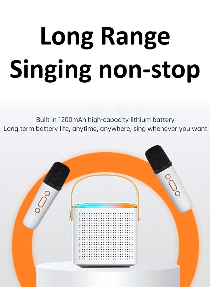 Karaoke Machine for Kids Adults Mini Portable Bluetooth Colourful Karaoke Speaker with 2 Wireless Microphones and Dynamic Lights Birthday Gift Home KTV Outdoor Travel - Image 5