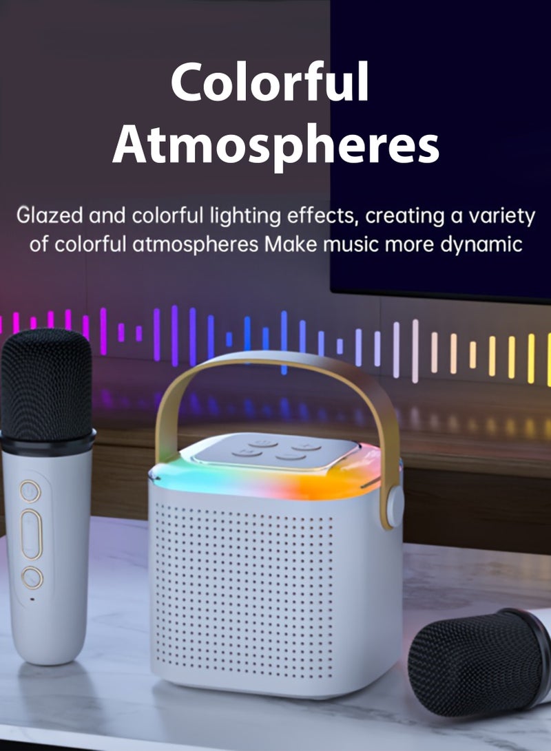 Karaoke Machine for Kids Adults Mini Portable Bluetooth Colourful Karaoke Speaker with 2 Wireless Microphones and Dynamic Lights Birthday Gift Home KTV Outdoor Travel - Image 2