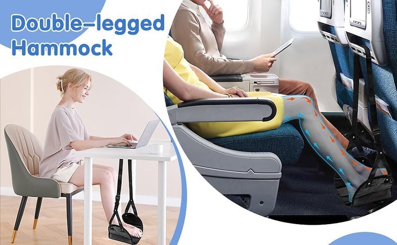 Airplane Footrest with Premium Memory Foam,Perfect Adjustable Airplane Foot Hammock, Perfect Portable Airplane or Office Foot Rest to Relax Your Feet, Prevent Swelling and Soreness (Navy Blue) - Image 5