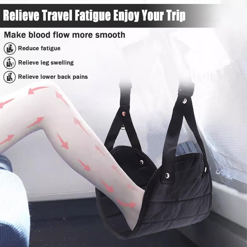 Airplane Footrest with Premium Memory Foam,Perfect Adjustable Airplane Foot Hammock, Perfect Portable Airplane or Office Foot Rest to Relax Your Feet, Prevent Swelling and Soreness (Navy Blue) - Image 3