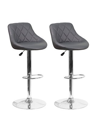 SBF Height Adjustable Bar Stools | Set of 2 PU Leather Swivel Chairs with Backrest and Footrest | Hydraulic Chrome Base for Kitchen & Dining, Grey - pzsku/ZD19B63A4C272B30F994FZ/45/_/1733949776/072d400d-49ca-44a7-9fa5-0eeba07e1ef4
