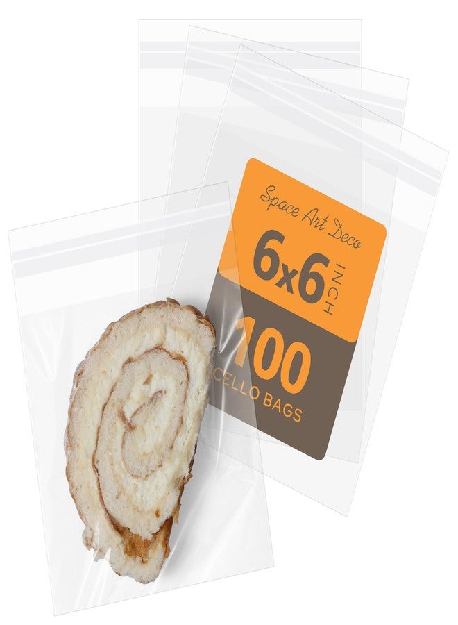 Space Art Deco 6x6 Inches Self Sealing Cellophane Bags for Cookie Wrappers,100 Pack - Image 1