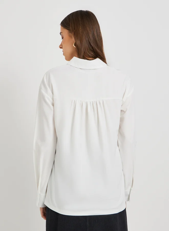 Take Two Take Two Solid Spread Collar Long Sleeve Shirt