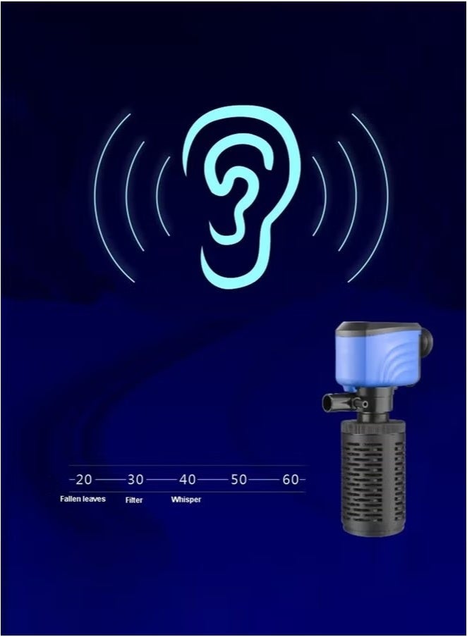 Ailily Silent Internal Aquarium Filter Clean Water and Air Pump and Waves Healthy Fish and Turtles 6W 600L/H Bluish Black Color - Image 4