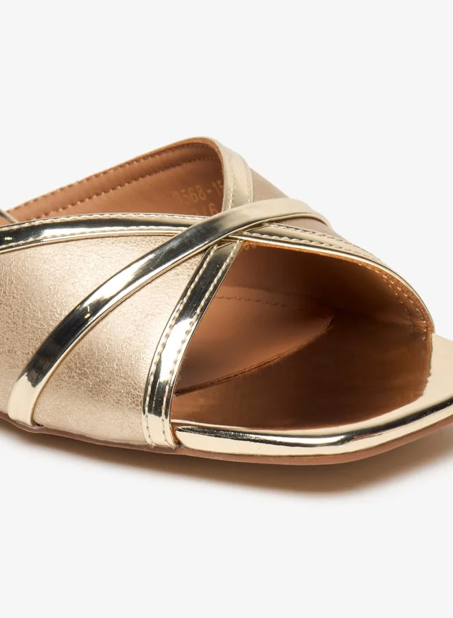 Flora Bella Women's Textured Slip-On Sandals with Block Heels