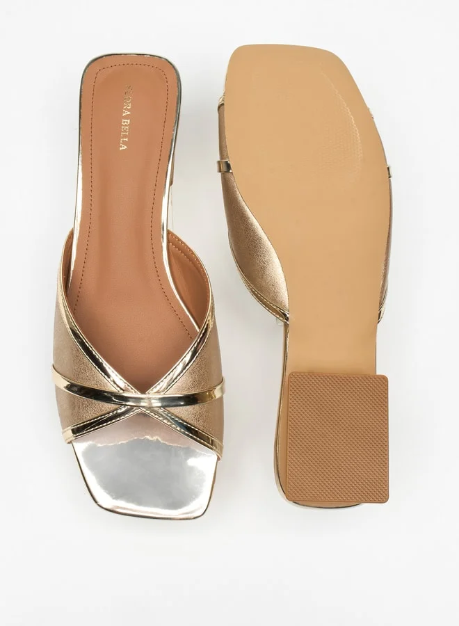 Flora Bella Women's Textured Slip-On Sandals with Block Heels
