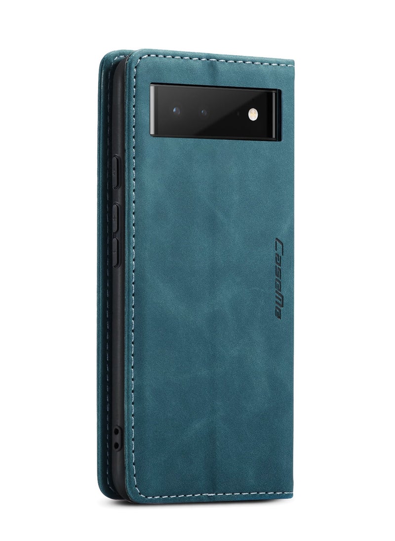 CaseMe - CaseMe Google Pixel 6 Case Wallet, for Google Pixel 6 Wallet Case Book Folding Flip Folio Case with Magnetic Kickstand Card Slots Protective Cover - Green - Image 1