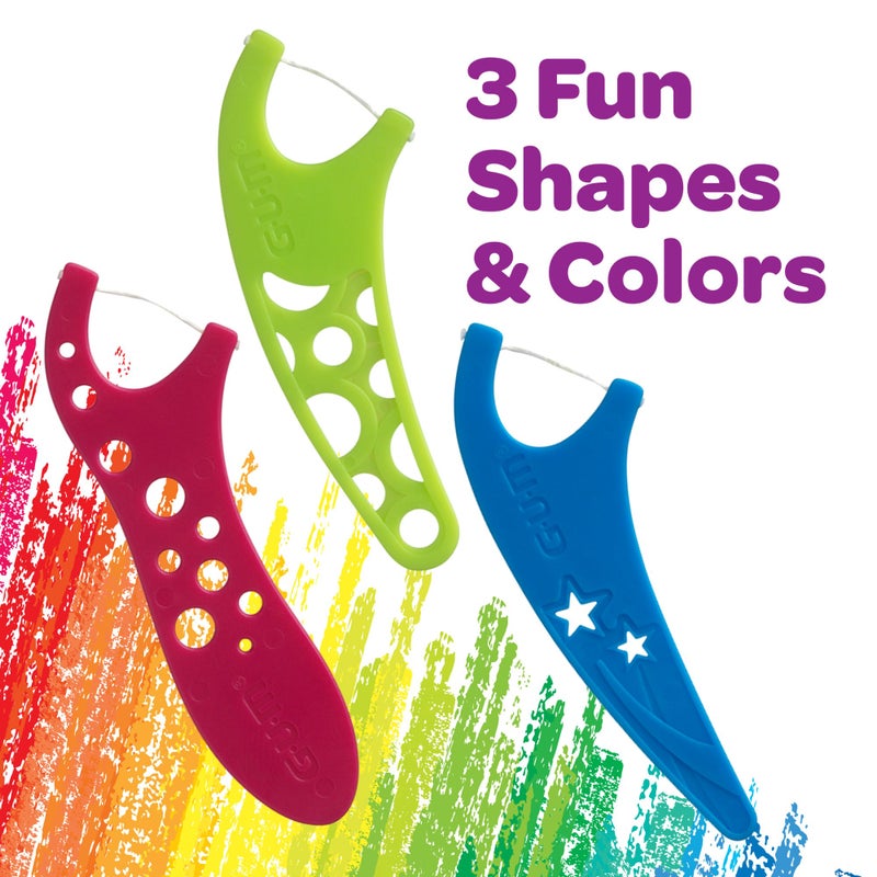 GUM Crayola Kids Flossers with Fluoride - Designed for Little Hands - Fun Grape Flavor - Easy to Use Kids Floss Picks for Children Ages 3+, 75 Count (Pack of 6) - Image 2