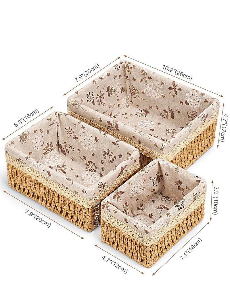 Amaredom Floral Wicker Baskets, Handwoven Multi-size 3-Pack Storage Baskets Set, Perfect For Home Organizing, Storage and DÃ©cor - Beige - Image 3