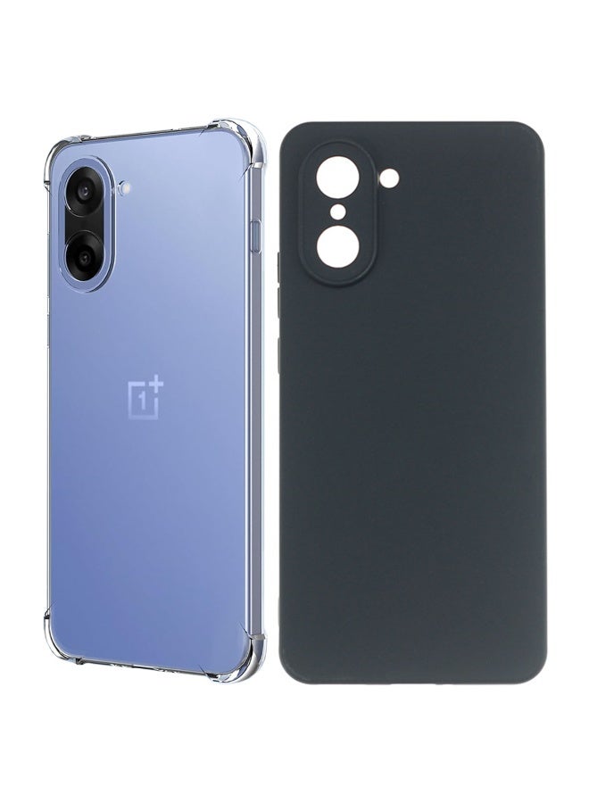 SanHu for OnePlus Nord CE5 5G 2-In-1 Thin Soft Case Cover, Anti Drop Protection, Anti Fingerprint, Durable, Easy To Clean And Install, Frosted Protective Case+Transparent Four Corner Anti Drop Protective Case - Image 1
