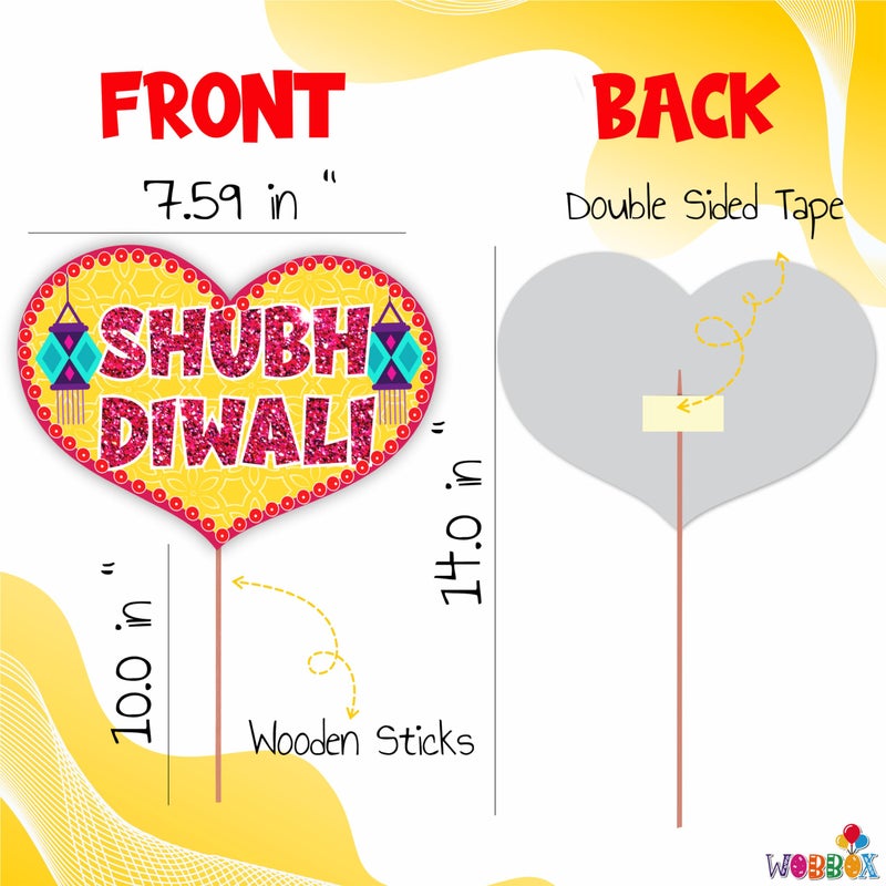 Wobbox Diwali Decoration Items for Home Set which Includes Diwali Props for Photoshoot, Diwali Photo Props, Happy Diwali Banner, Shubh Diwali Banner, Diwali Decoration Items (FP5848) - Image 3
