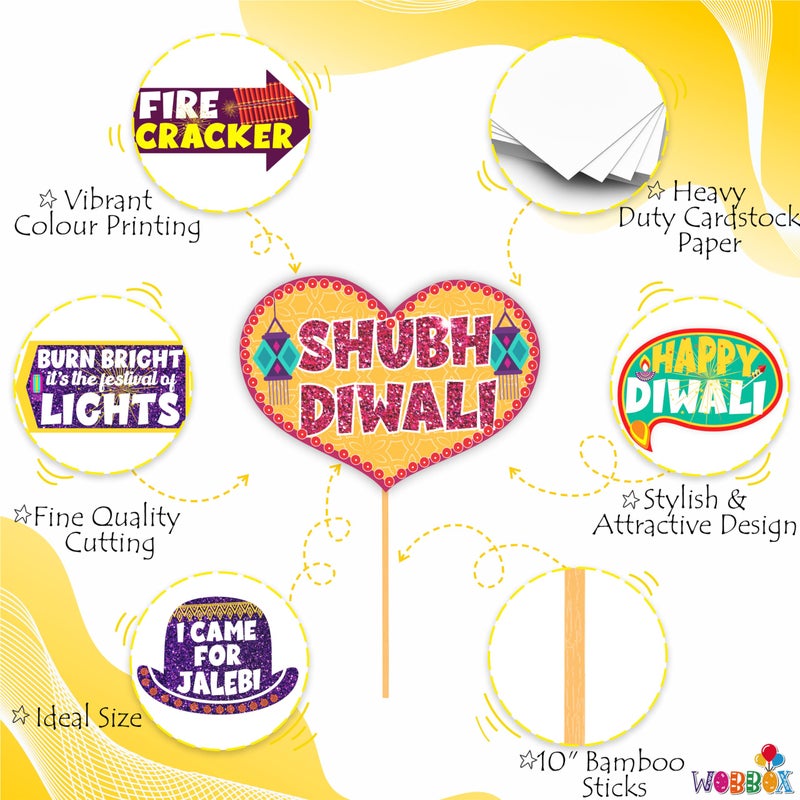 Wobbox Diwali Decoration Items for Home Set which Includes Diwali Props for Photoshoot, Diwali Photo Props, Happy Diwali Banner, Shubh Diwali Banner, Diwali Decoration Items (FP5848) - Image 4