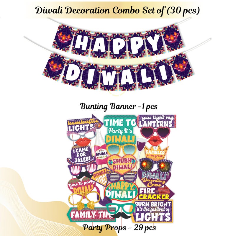 Wobbox Diwali Decoration Items for Home Set which Includes Diwali Props for Photoshoot, Diwali Photo Props, Happy Diwali Banner, Shubh Diwali Banner, Diwali Decoration Items (FP5848) - Image 2