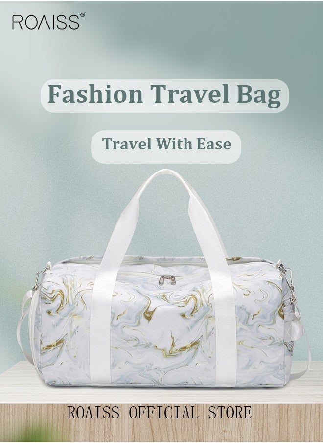 roaiss - New Trend Travel Duffel Bag Marble Pattern Sports Gym Tote Bag Shoulder Crossbody Overnight Bag for Women Men Weekender Labor Delivery Bag - Image 1