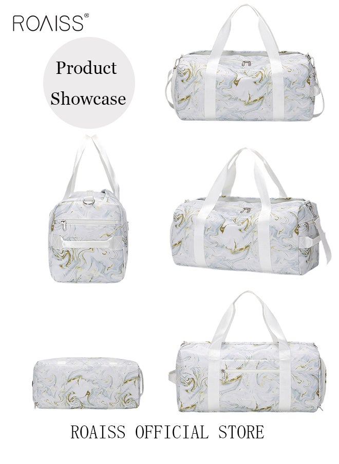roaiss - New Trend Travel Duffel Bag Marble Pattern Sports Gym Tote Bag Shoulder Crossbody Overnight Bag for Women Men Weekender Labor Delivery Bag - Image 1