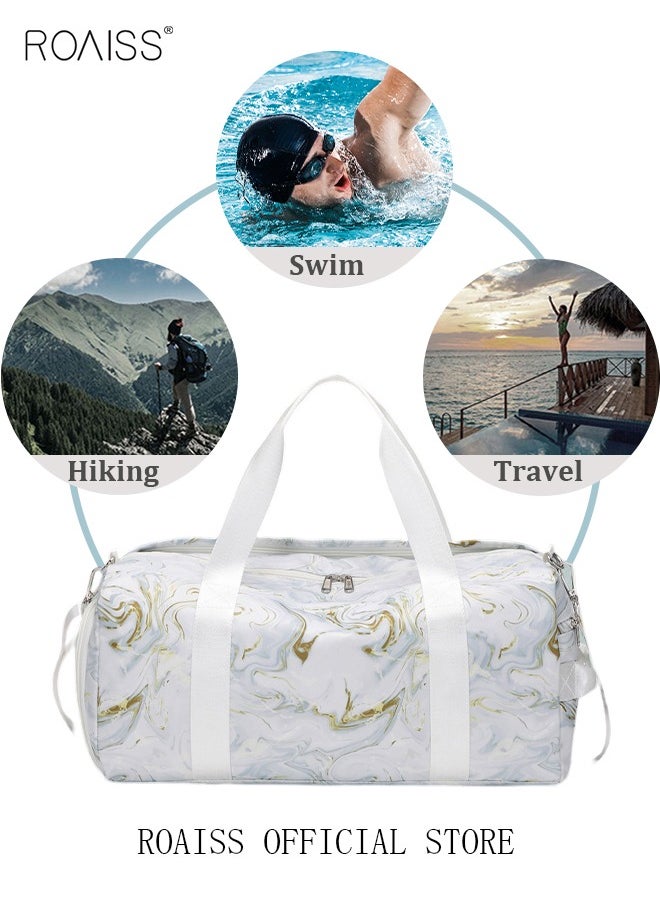 roaiss - New Trend Travel Duffel Bag Marble Pattern Sports Gym Tote Bag Shoulder Crossbody Overnight Bag for Women Men Weekender Labor Delivery Bag - Image 1