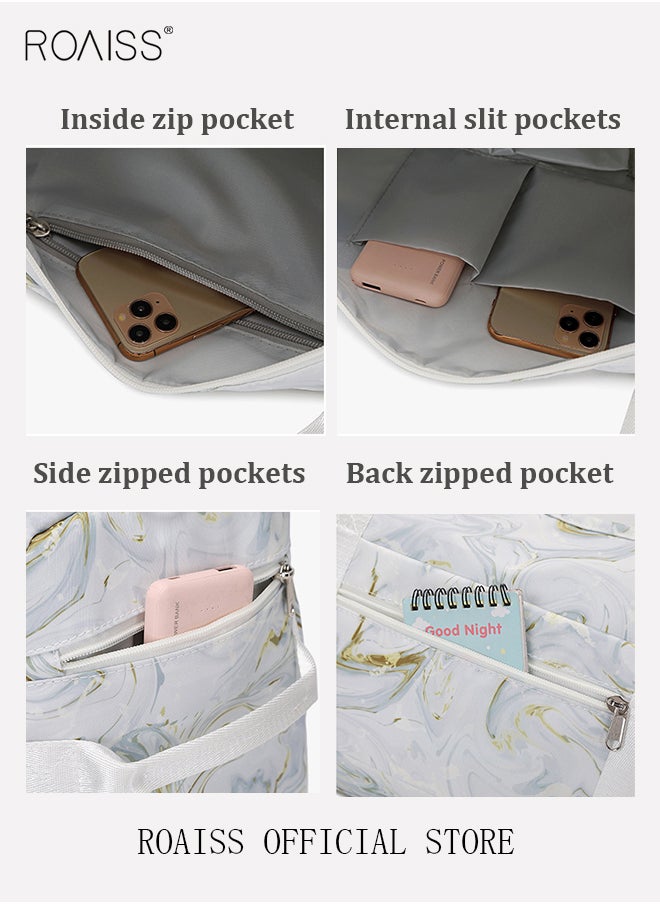roaiss - New Trend Travel Duffel Bag Marble Pattern Sports Gym Tote Bag Shoulder Crossbody Overnight Bag for Women Men Weekender Labor Delivery Bag - Image 1