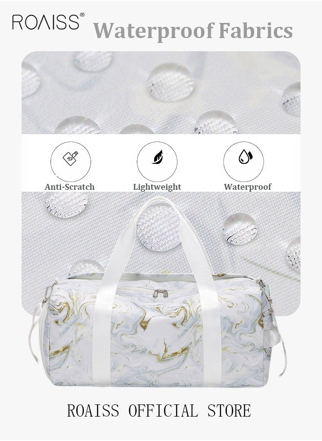 roaiss - New Trend Travel Duffel Bag Marble Pattern Sports Gym Tote Bag Shoulder Crossbody Overnight Bag for Women Men Weekender Labor Delivery Bag - Image 1