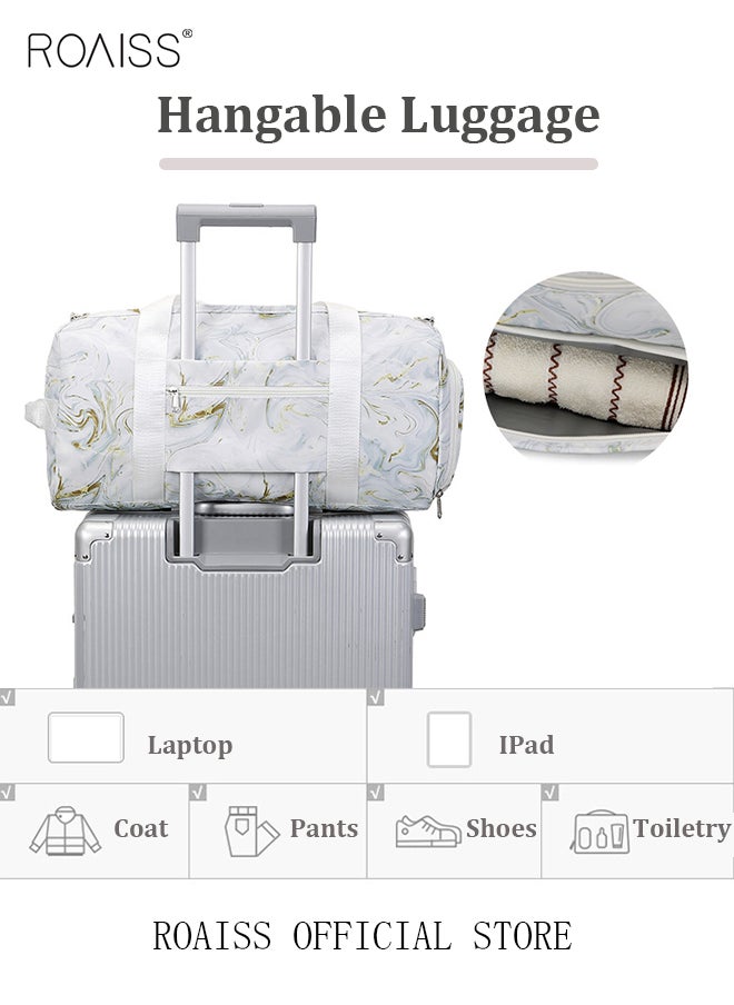 roaiss - New Trend Travel Duffel Bag Marble Pattern Sports Gym Tote Bag Shoulder Crossbody Overnight Bag for Women Men Weekender Labor Delivery Bag - Image 1