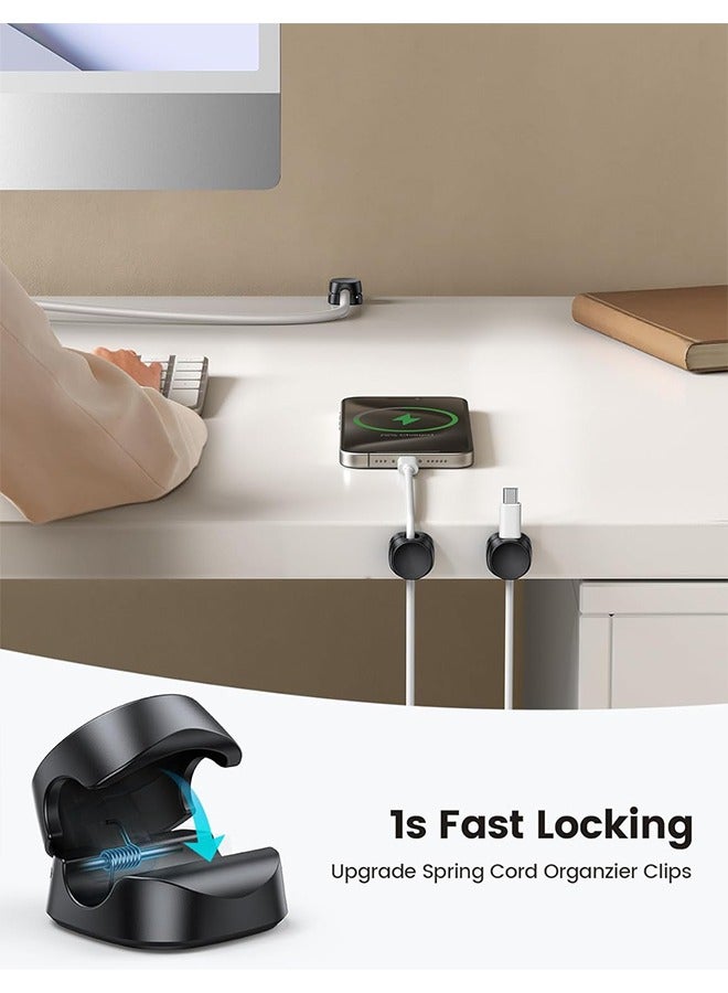 general Cord Organizer [1s Lock] Spring Cable Holder Clips - 6Pack Desk Cable Management Clips, Phone Charger Cord [Smooth Adjustable], Adhesive Wire Organizer Keeper for Nightstand Wall Car Office - Image 2