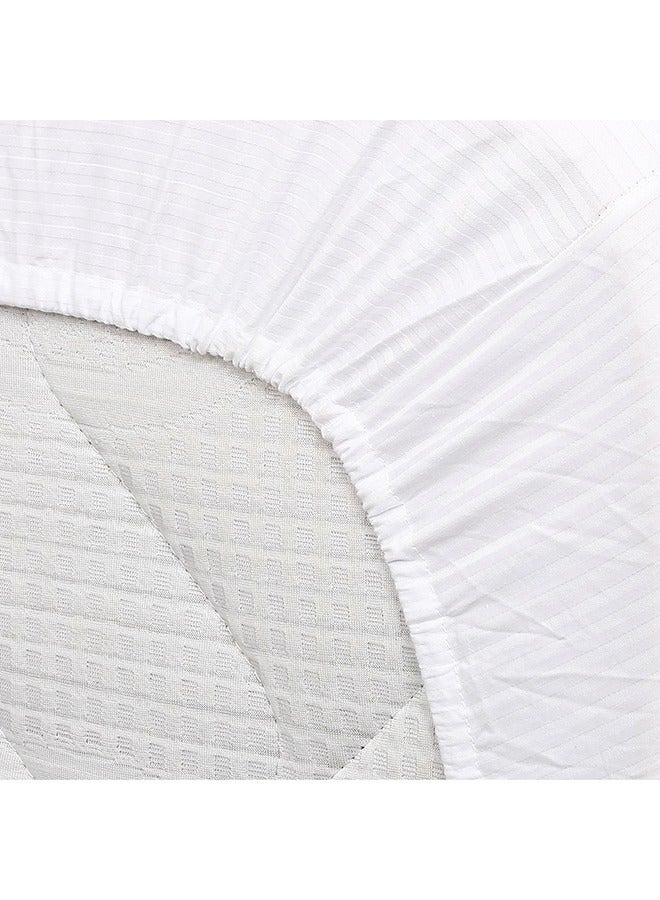 MEHALLA MEHALLA Fitted Sheet Set - Satin Stripe 4mm - Single White-100% Egyptian Cotton  - Image 5