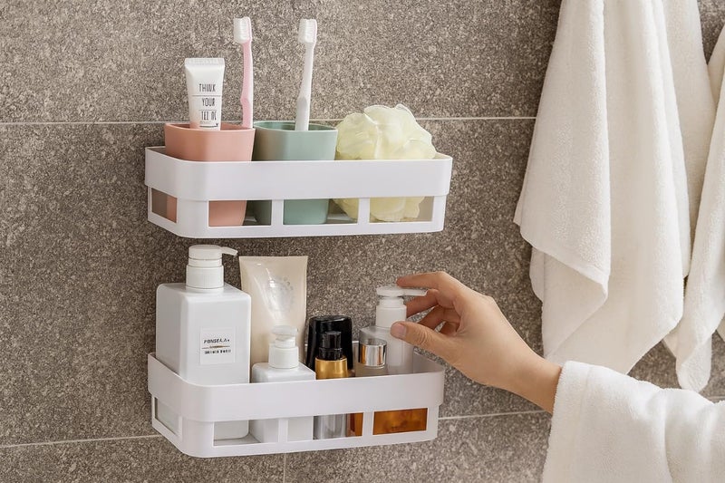 perpetual Bathroom Organiser, Self Adhesive Bathroom Shelf for Wall, Washroom Organizer, Bathroom Rack Stand Without Drilling, SOAD Dish Holder (1Shelf + 1Soap Dish) - Image 3