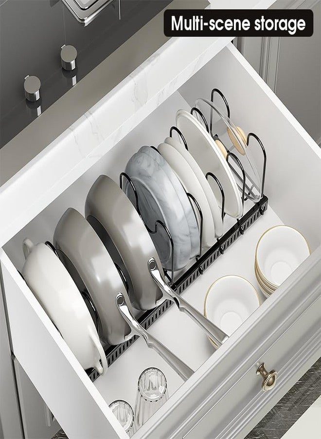 WUETOAYA Expandable Pots and Pans Organizer Rack, Pot Lid Kitchen Cabinet Organizer Holder with 10 Adjustable Compartment, Kitchen Cabinet Organizer for Pots, Pans, Lids & Bakeware, Countertop Storage - Image 4
