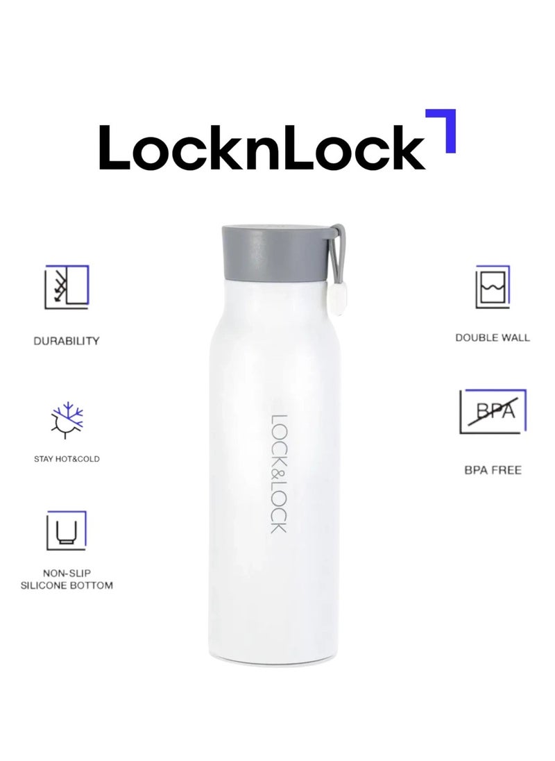 LOCK & LOCK LocknLock Name Tumbler 350ml – Durable BPA-Free Stainless Steel Travel Mug in White  - Image 1