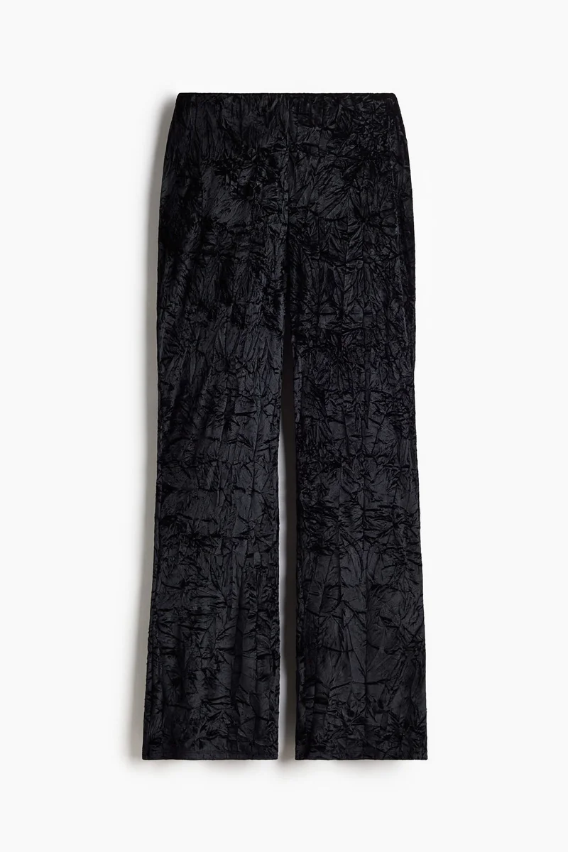 H&M Flared crushed velour trousers