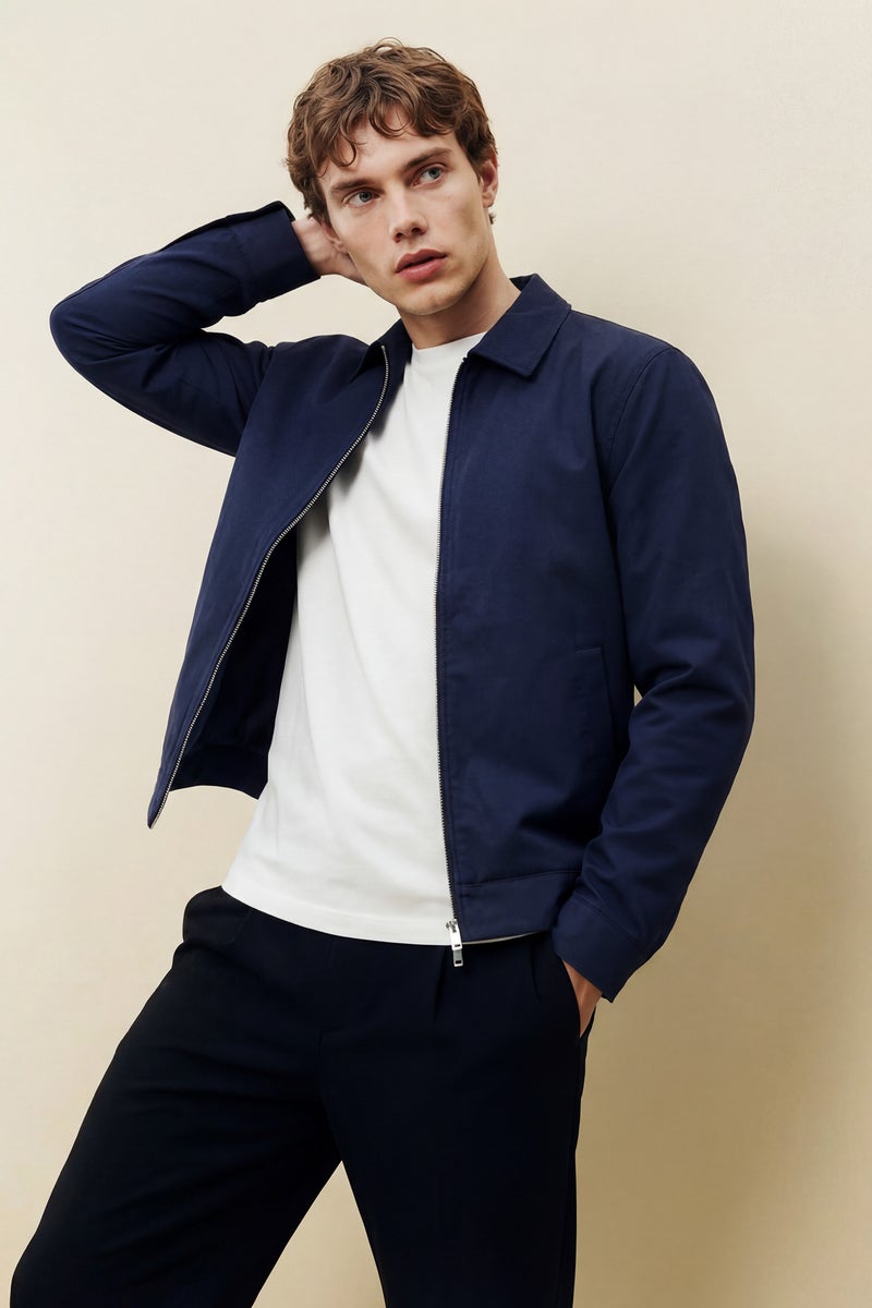 ديفاكتو جاكيت قصة عادية بياقة قميص ونص بطانة - Image 1