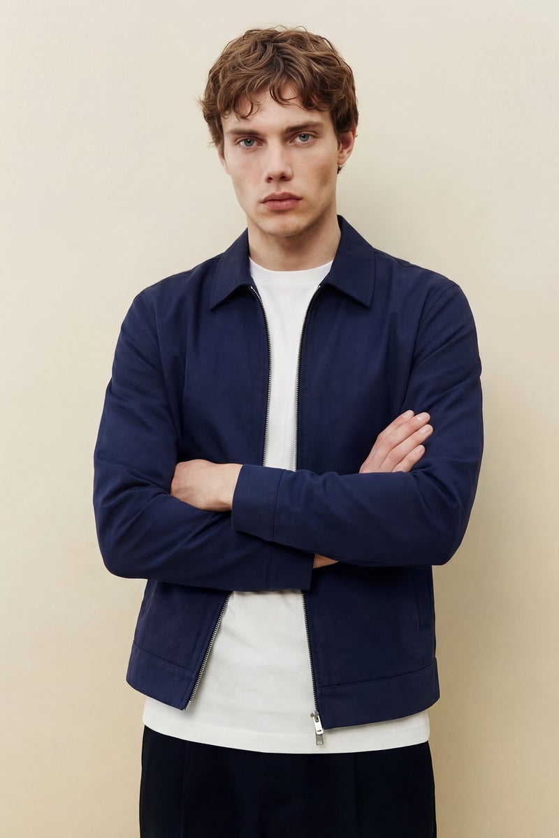 ديفاكتو جاكيت قصة عادية بياقة قميص ونص بطانة - Image 3