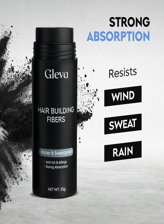 Gleva Hair Building Fibers - Powder Thickener, Topper For Fine- Natural Filler Instantly Conceals Hair Loss - Bald Spots Filler For Women & Men (Black), 25 Grams - Image 3