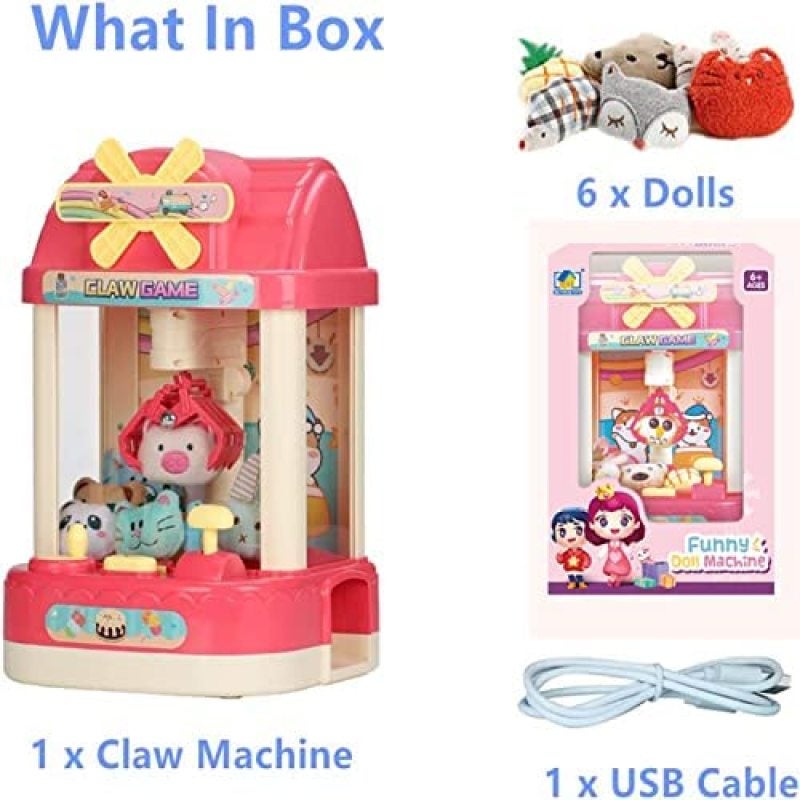 Mini Claw Machine: 8 Inches Sturdy Plastic Case With Adjustable Music, Lights - Skill-building Arcade Grabber Game For Kids 3+, Home Parties, Birthday Gifts - Image 3
