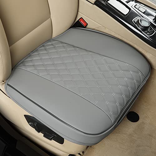 Black Panther 1 Pair PU Front Car Seat Covers, Front Seat Protectors Compatible with 95% Vehicles, Anti-Slip & Full Wrapping Edge, Diamond Pattern Embroidery (W 21.26''×D 20.86”) - Light Gray - Image 1