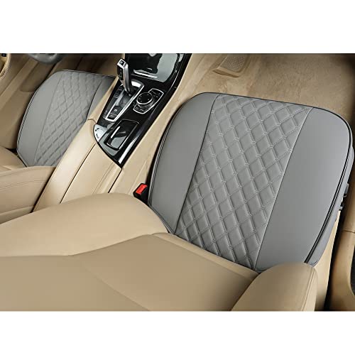 Black Panther 1 Pair PU Front Car Seat Covers, Front Seat Protectors Compatible with 95% Vehicles, Anti-Slip & Full Wrapping Edge, Diamond Pattern Embroidery (W 21.26''×D 20.86”) - Light Gray - Image 5