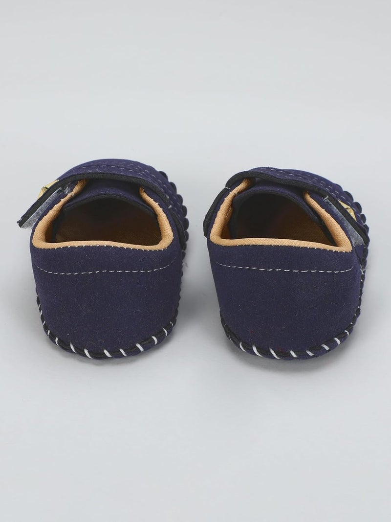 PureSole Baby Boy Soft Sole Moccasins | Brown Suede Velvet Crib Shoes with Star Accent | Non-Slip Infant First Walker Shoes | Newborns & Toddlers (6–12 Months) - Image 3