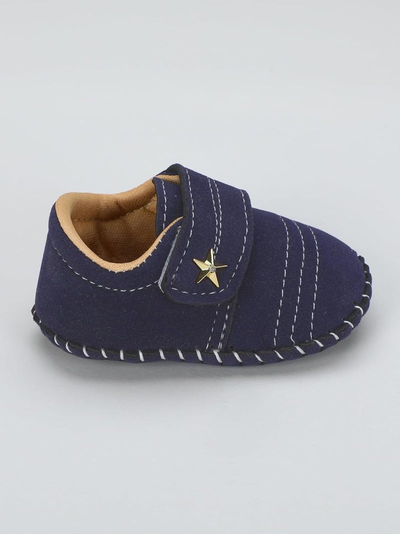 PureSole Baby Boy Soft Sole Moccasins | Brown Suede Velvet Crib Shoes with Star Accent | Non-Slip Infant First Walker Shoes | Newborns & Toddlers (6–12 Months) - Image 5