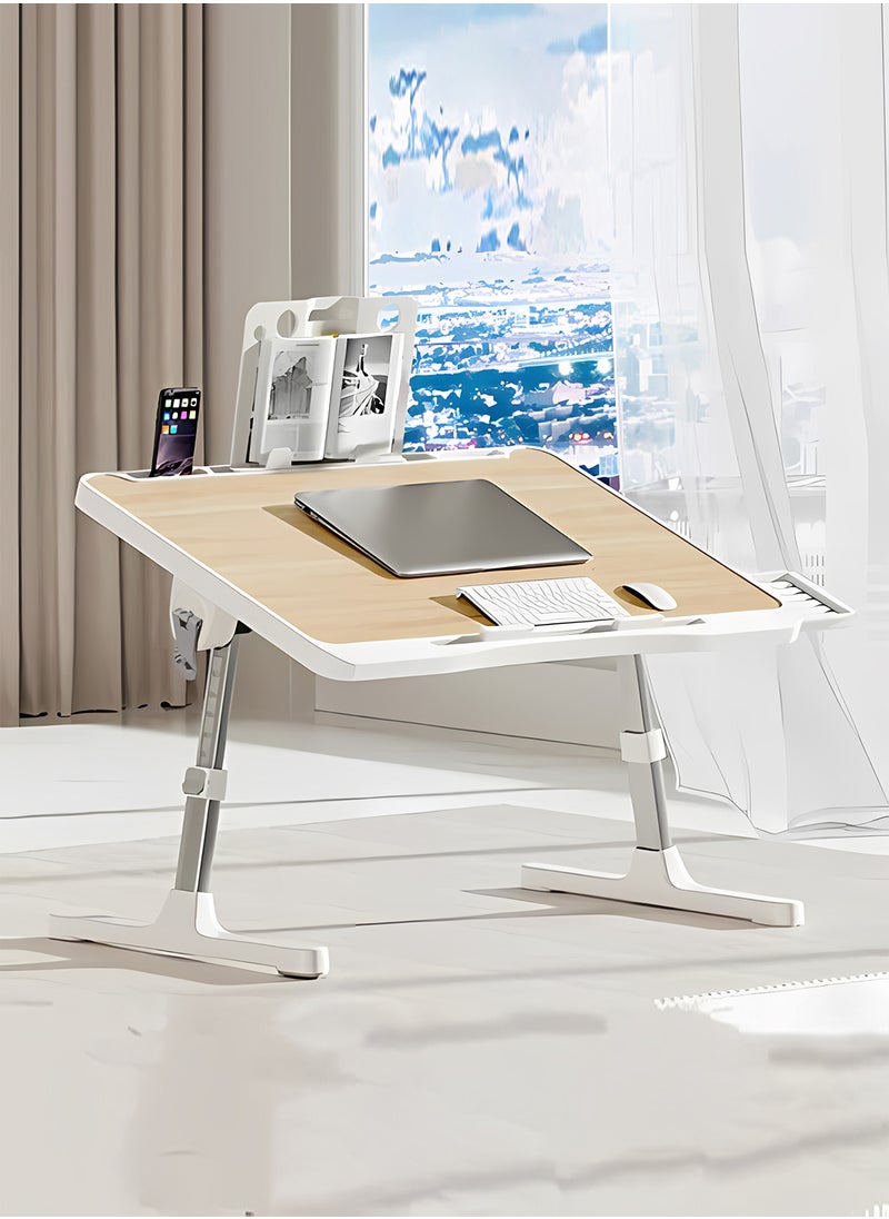 Kidle Laptop Desk for Bed Height Adjustable, Lap Bed Table with USB/Storage Drawer/Cup Holder/Tablet Stand/Book Shelf, Foldable Breakfast Tray Portable for Reading Writing, Bed, Sofa & Floor+ Drawer + Bookshelf + USB  - Image 5