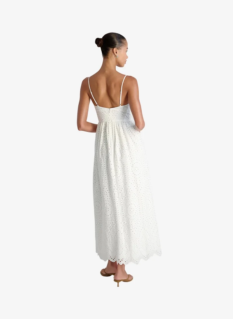 French Connection  Women's Summer White Trini Cotton Eyelet Maxi Dress for Women | Best Price UAE