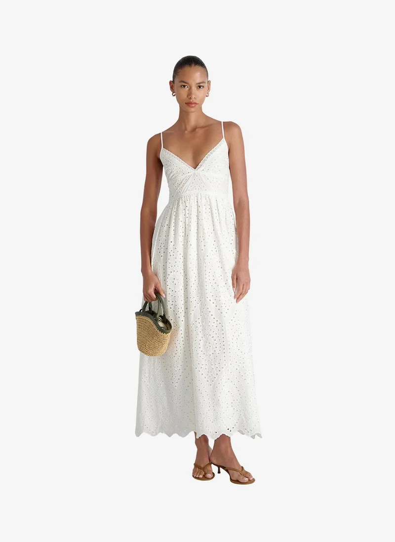 French Connection  Women's Summer White Trini Cotton Eyelet Maxi Dress for Women | Best Price UAE
