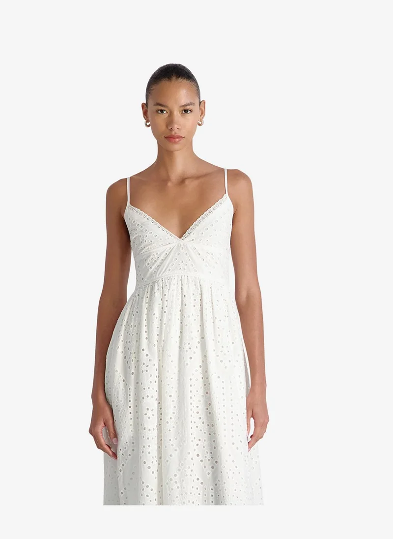 French Connection  Women's Summer White Trini Cotton Eyelet Maxi Dress for Women | Best Price UAE