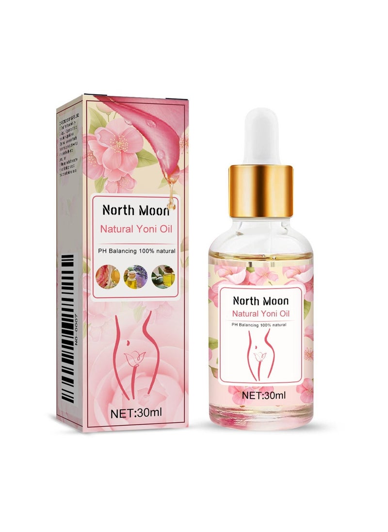 NORTH MOON Natural Oil for Women's pH Balance, Odor Elimination, and Itch Relief, Rose & Lavender Blend for Gentle Care (1 Fl Oz)  - Image 1