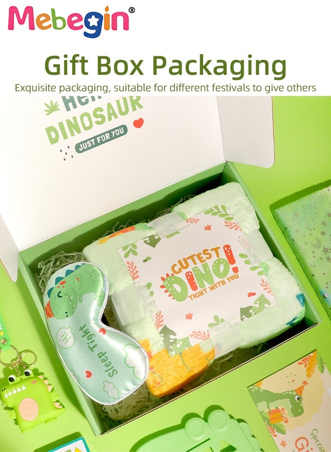MEBEGIN Kids Gift Set, Dinosaur-Themed Gifts Kit with 1*1.5m Blanket, Notebook, Dinosaur Oxford Cloth Backpack and Other Items, Cartoon Gift Box, Creative Gifts for Young Kids - Image 2