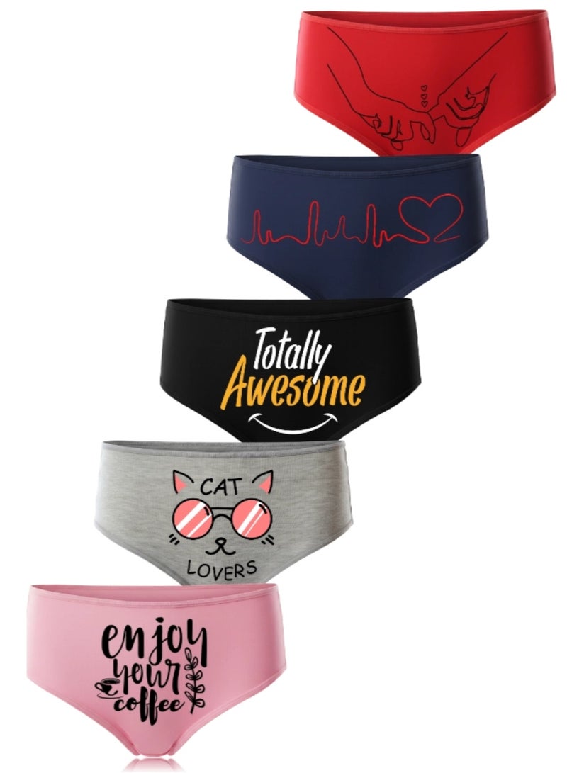 ميسري مجموعة سراويل داخلية هيبستر مصنوعه من القطن الناعم مؤلفة من 5 قطع - Image 1